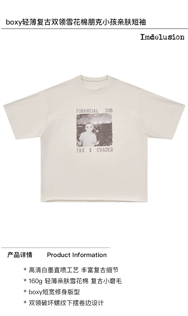 Imdelusion Thin Retro Double Neck Casual Tee