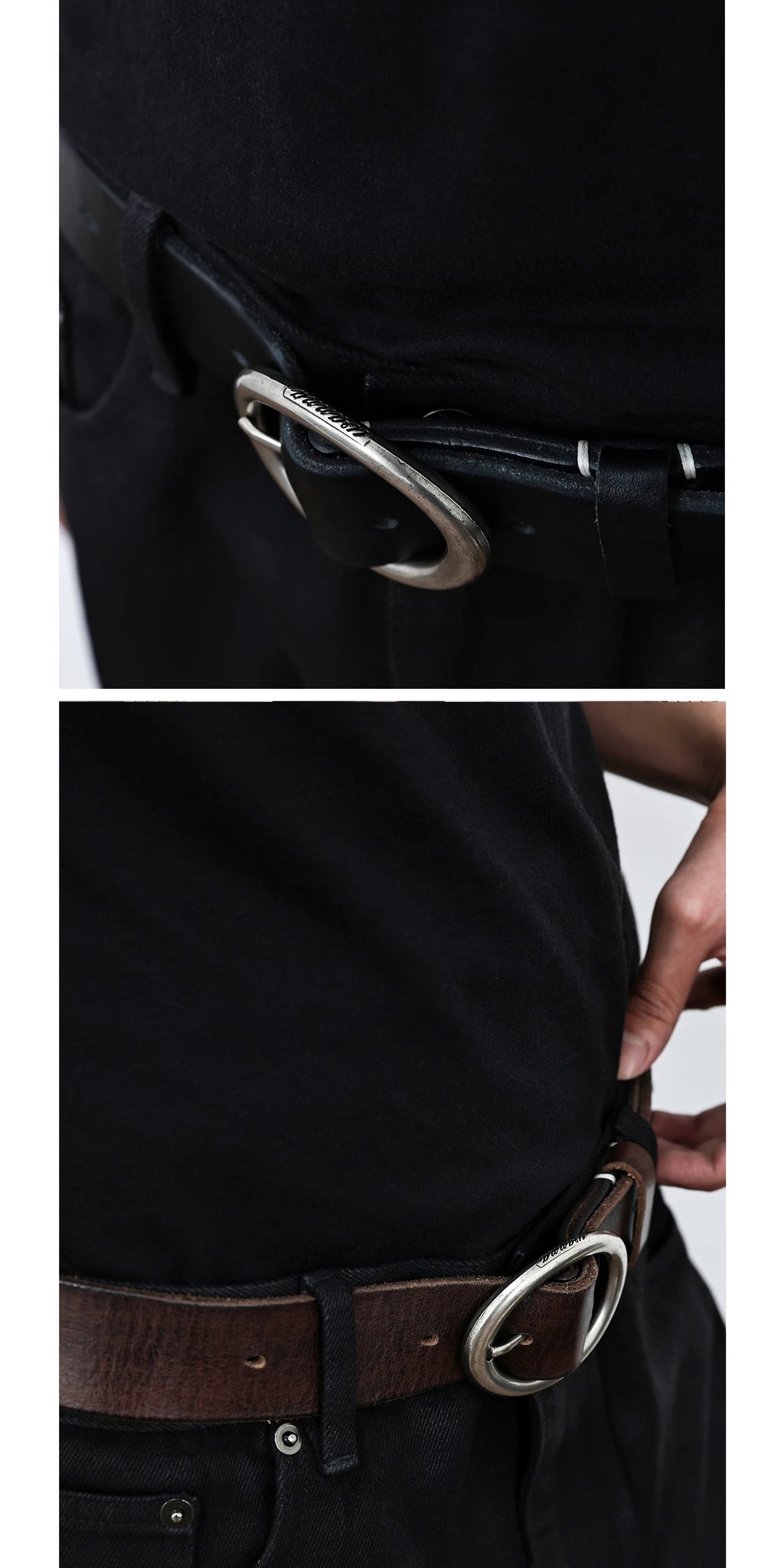 WANNALAB Top Layer Cowhide Hand-stitched Belt