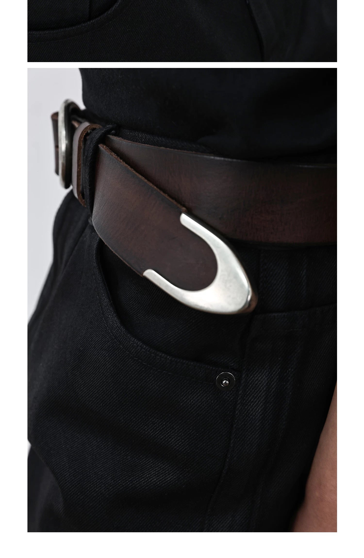 WANNALAB Top Layer Cowhide Hand-stitched Belt