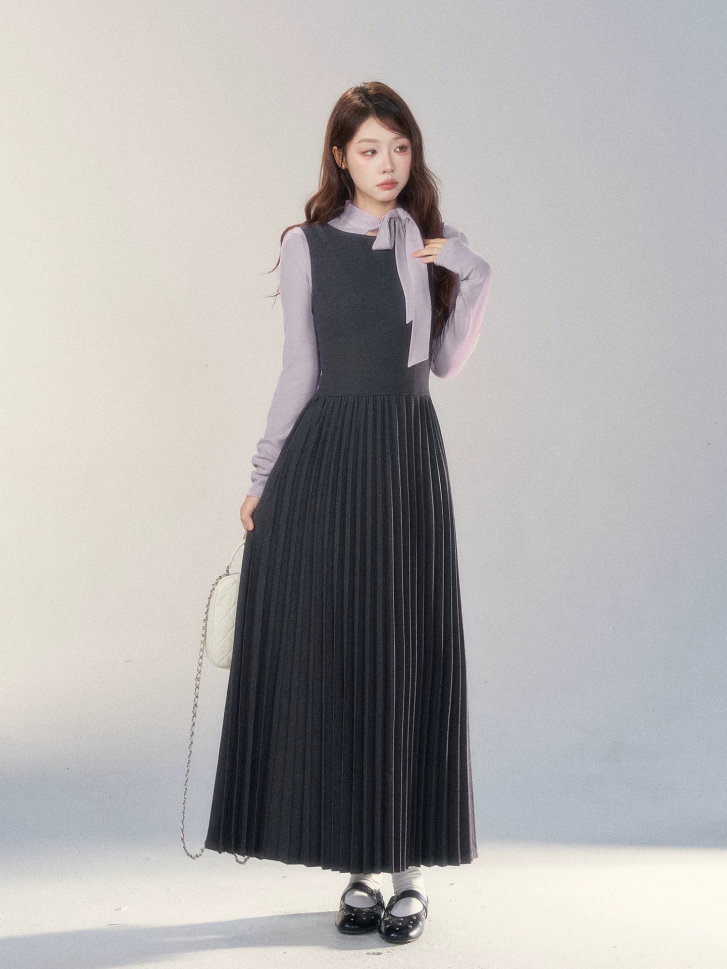 Wildberry Retro Vest High-end Pleated Dress