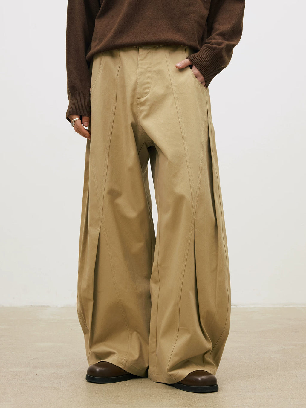 LR Vertical Pleated Abrasive Cotton Casual Pants
