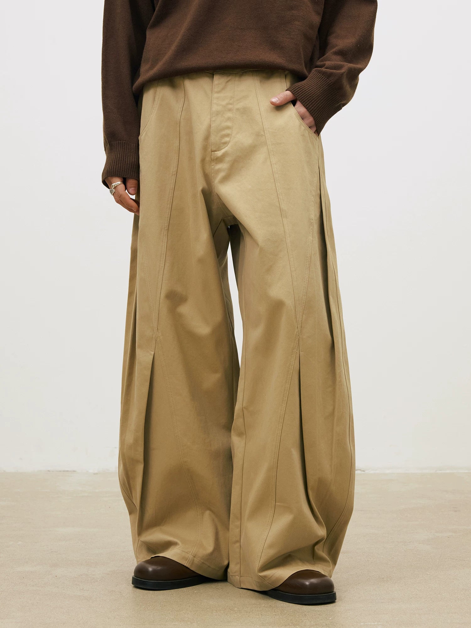 LR Vertical Pleated Abrasive Cotton Casual Pants