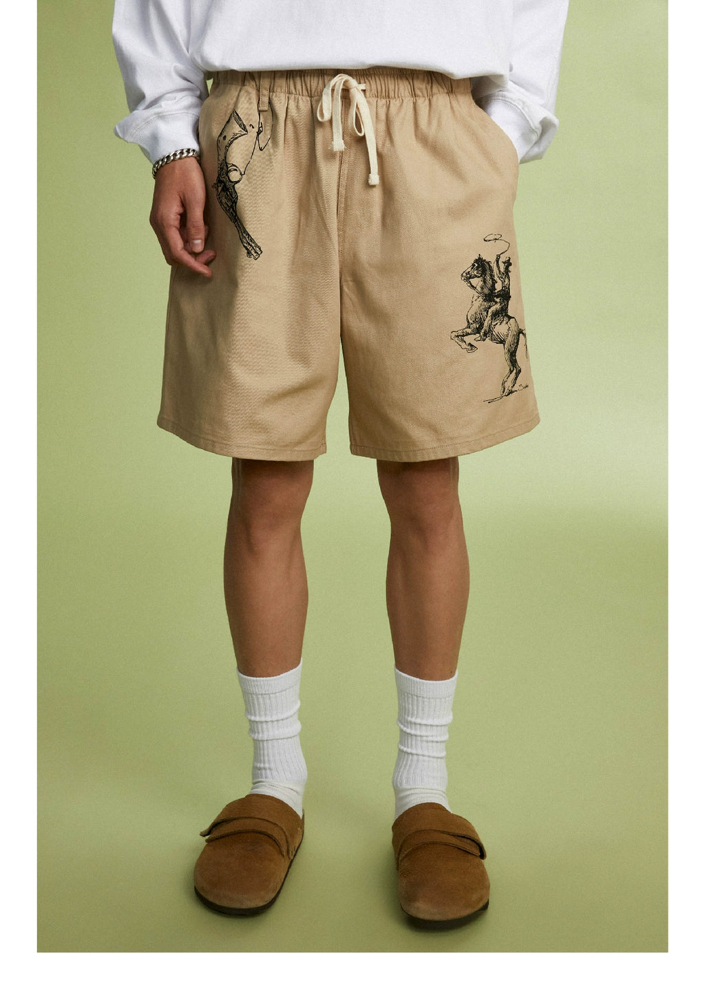 SUPERTOFU Hand-painted Pattern Arrangement Loose Casual Drawstring Shorts