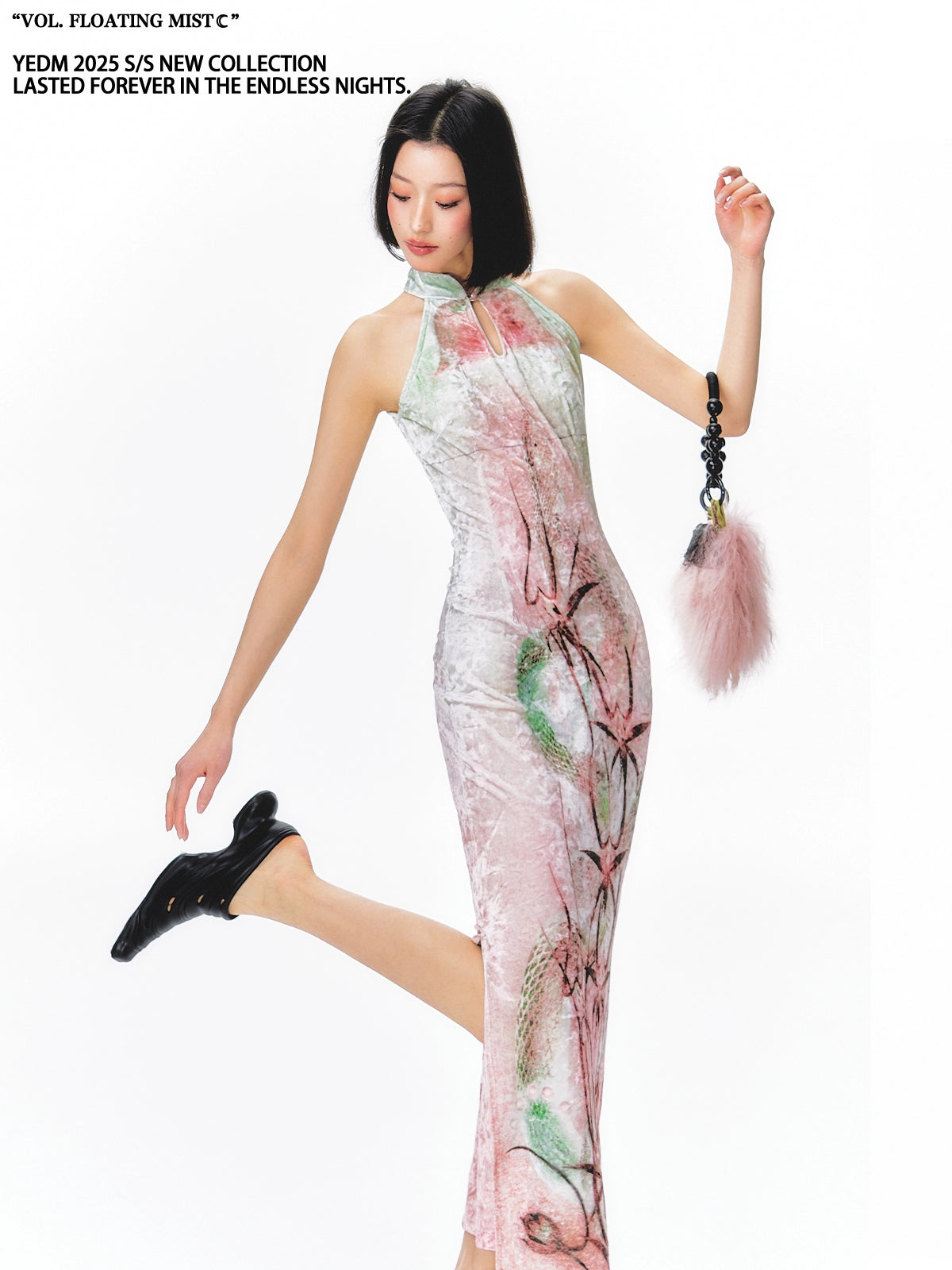 YEDM Retro Velvet Cheongsam Dress