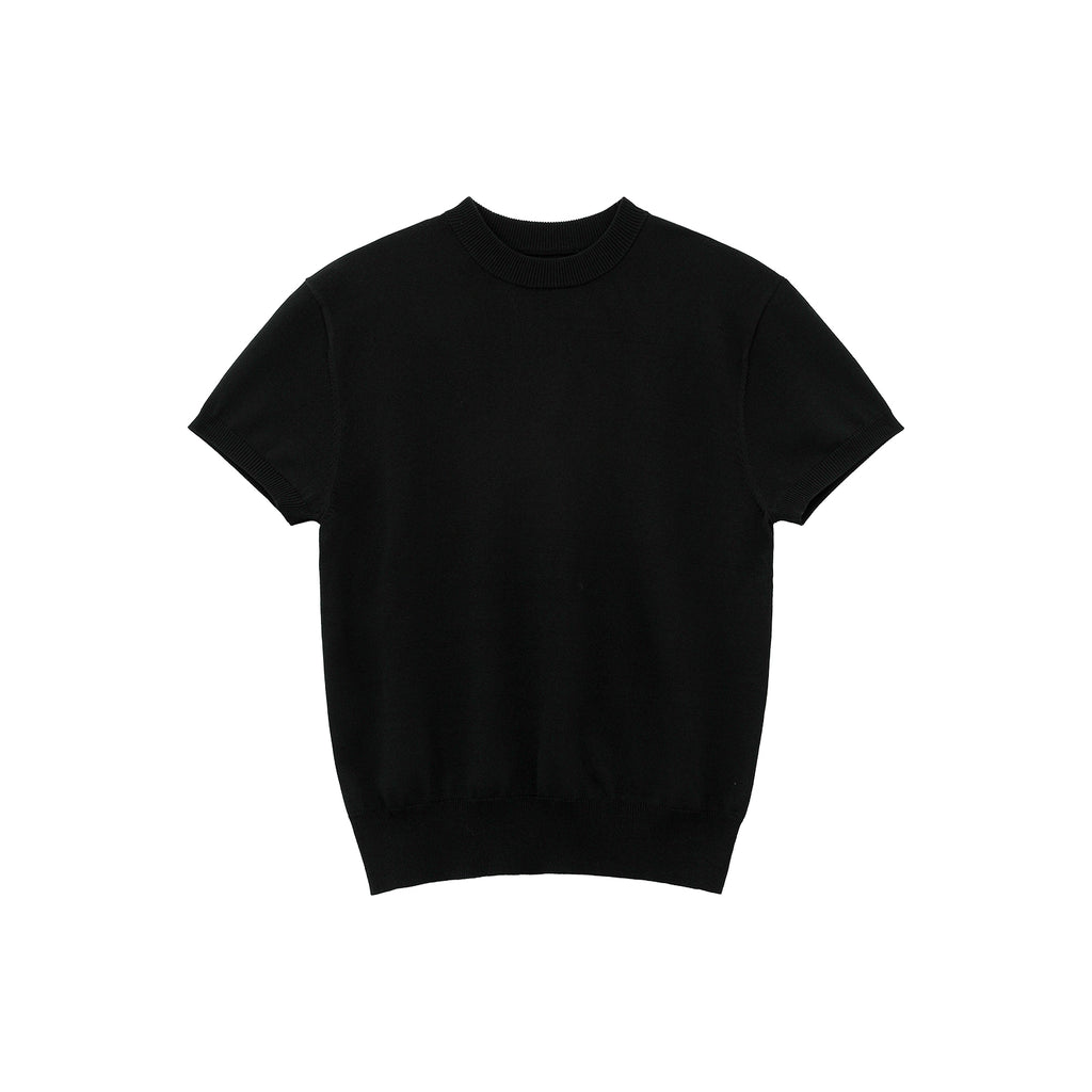 TURNTIDE Ice Silk Slim Knit Small Neckline Tee