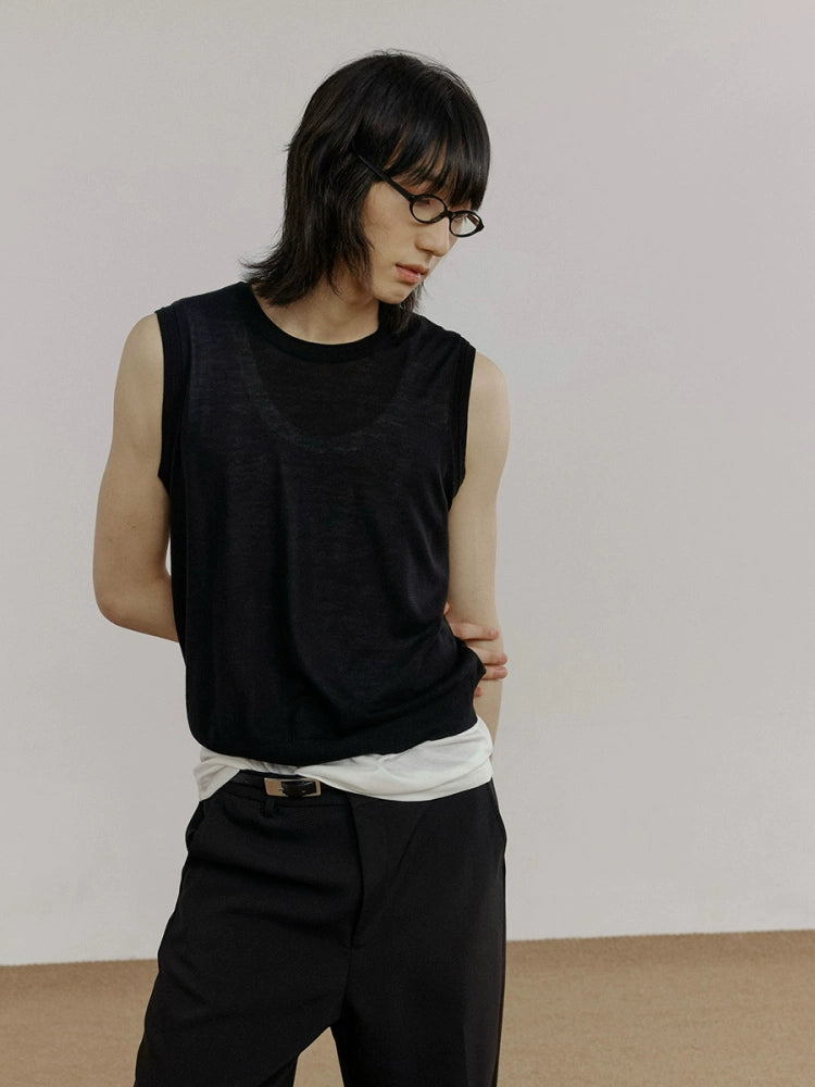 COLN Micro-transparent Knitted Vest
