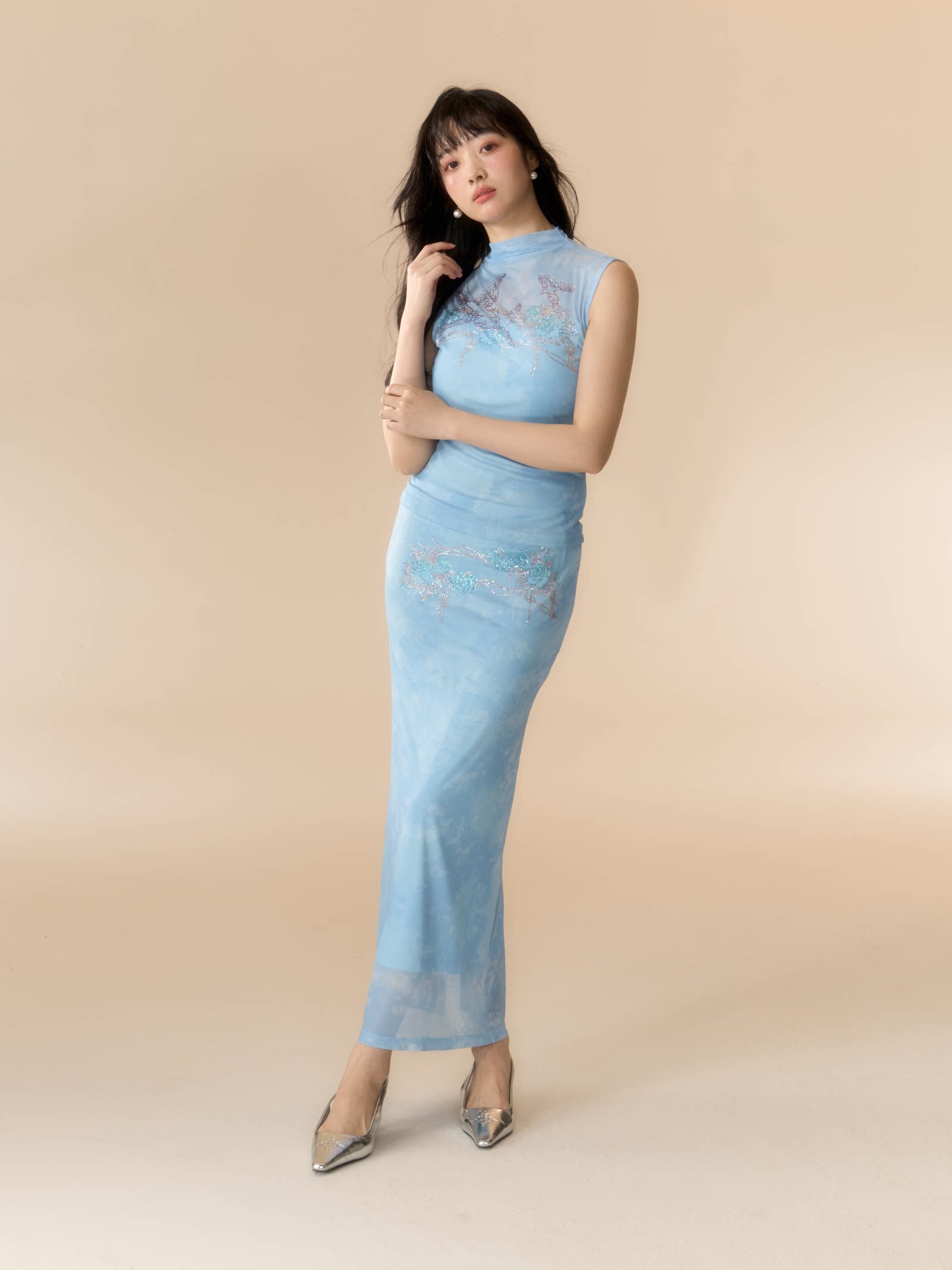 LOUMUTAKU Hot Diamond Mesh Dress