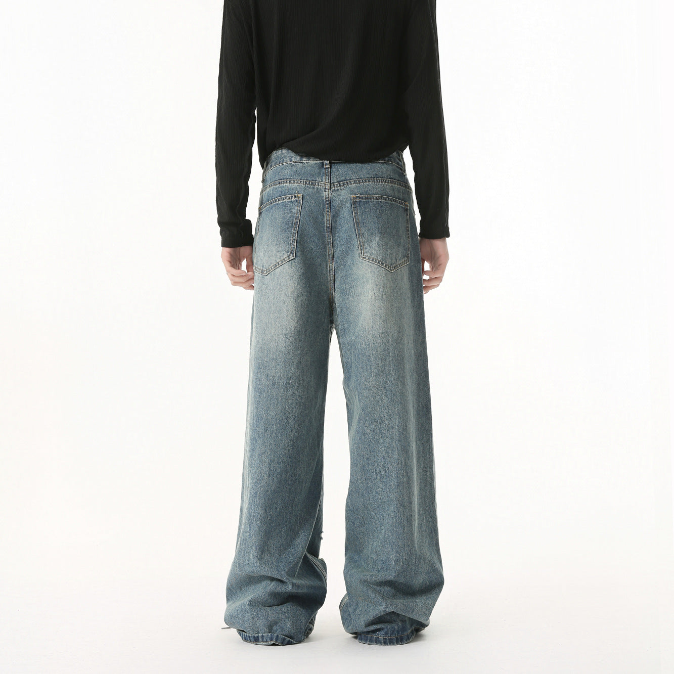 MTLCLOTHES Irregularly Worn Old Ripped Jeans