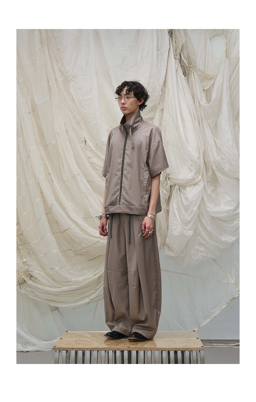 RELABEL Vintage Simple Splicing Line Loose Shirt