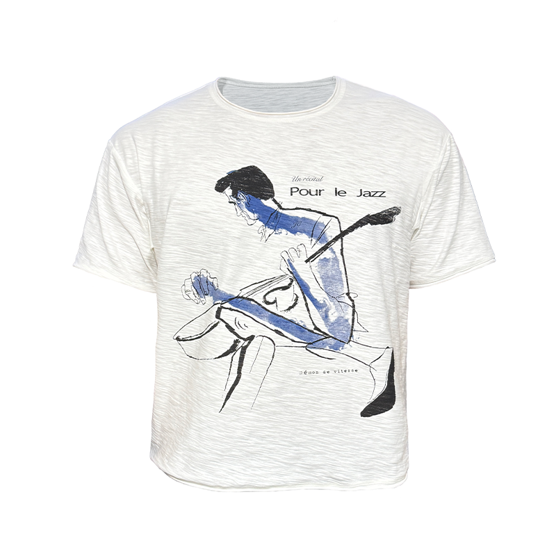 JCAESAR Breathable Short Crimping Water Stain Printing Tee