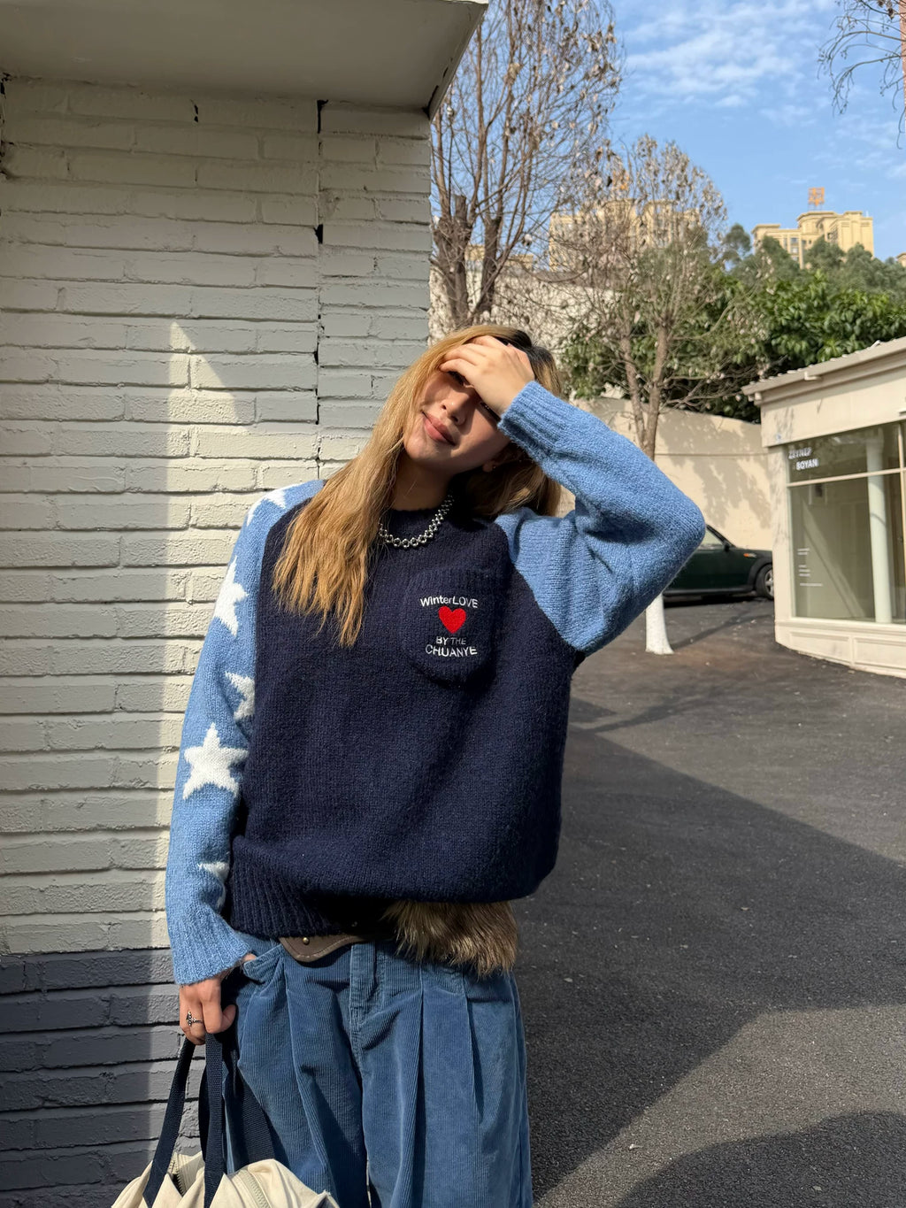 CCYE Contrasting Color Splicing Star Sweater