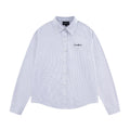 NICEBAD Striped-embroidered Slim-fit Short Shirt