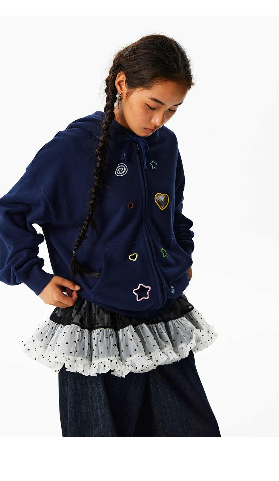 CryingCenter Colored Stars Love Hollow Patch Sweater Jacket