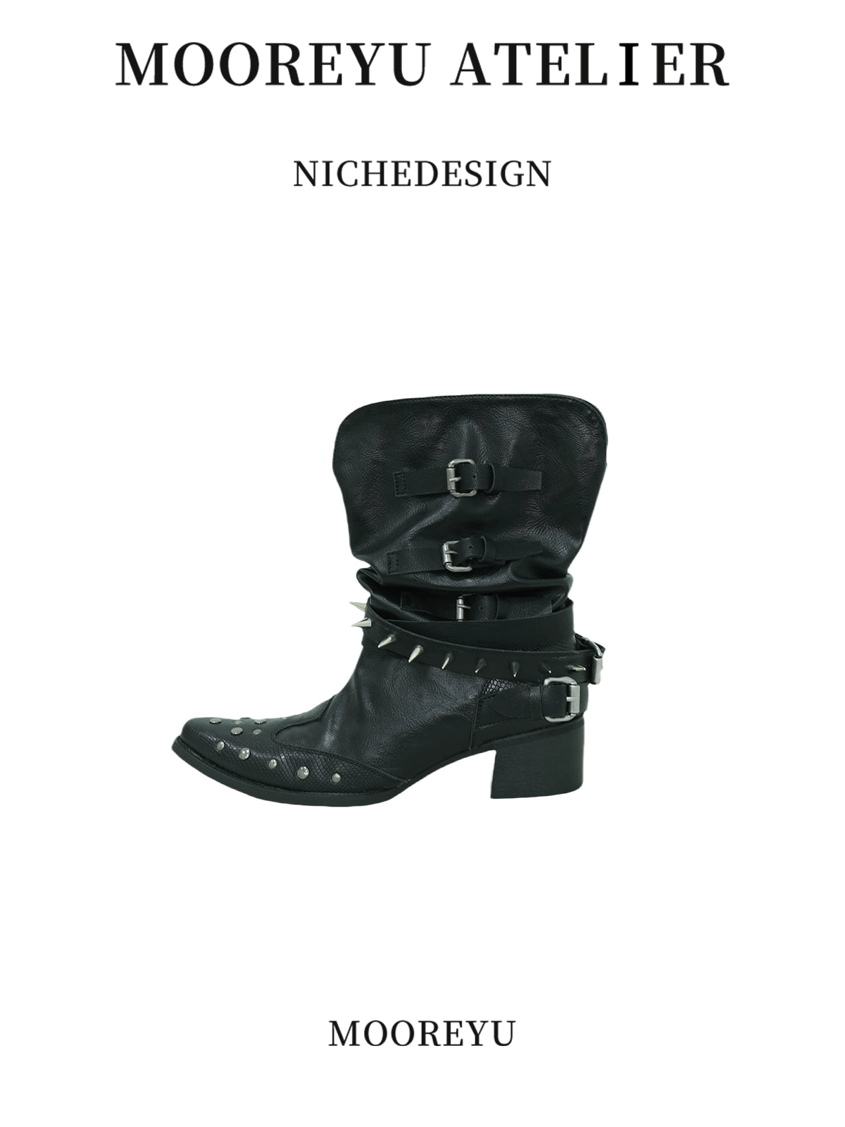 Mooreyu Pleated Western Booties