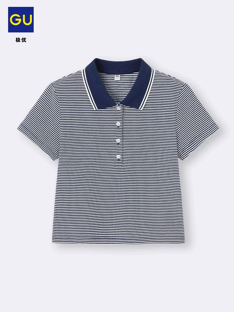 GU Striped POLO Shirt Slim-fit Short