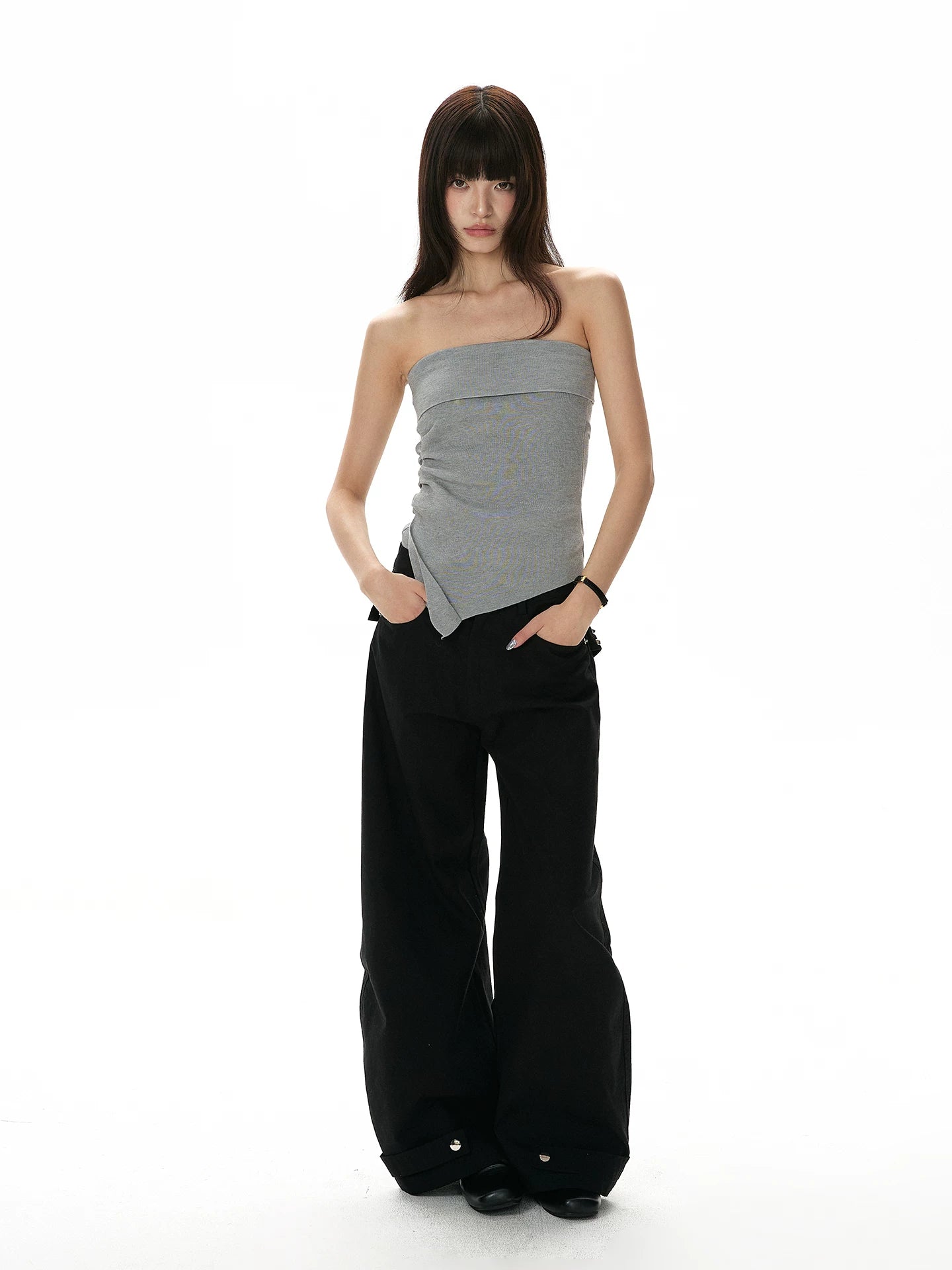 A PUEE Vintage Rivet Belt Straight Pants