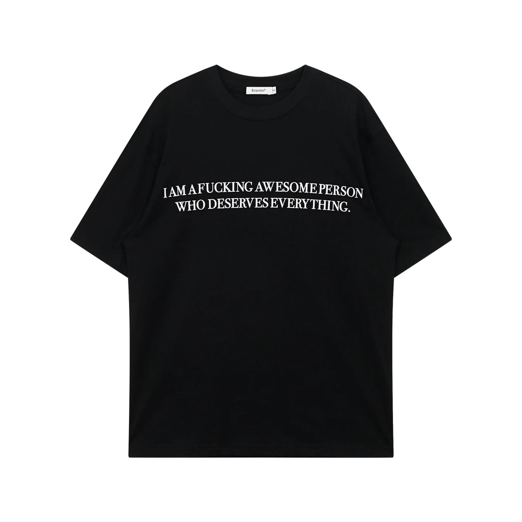 FUNKYFUN Slogan Printing Skin-friendly Loose Tee
