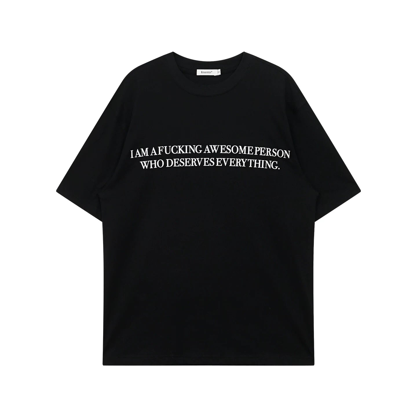 FUNKYFUN Slogan Printing Skin-friendly Loose Tee
