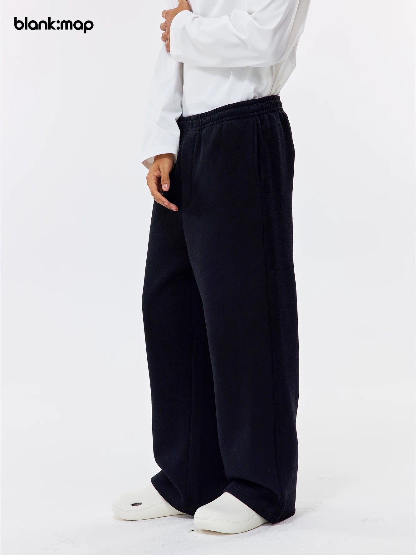 Blank Map Fleece Thickened Loose Sweatpants