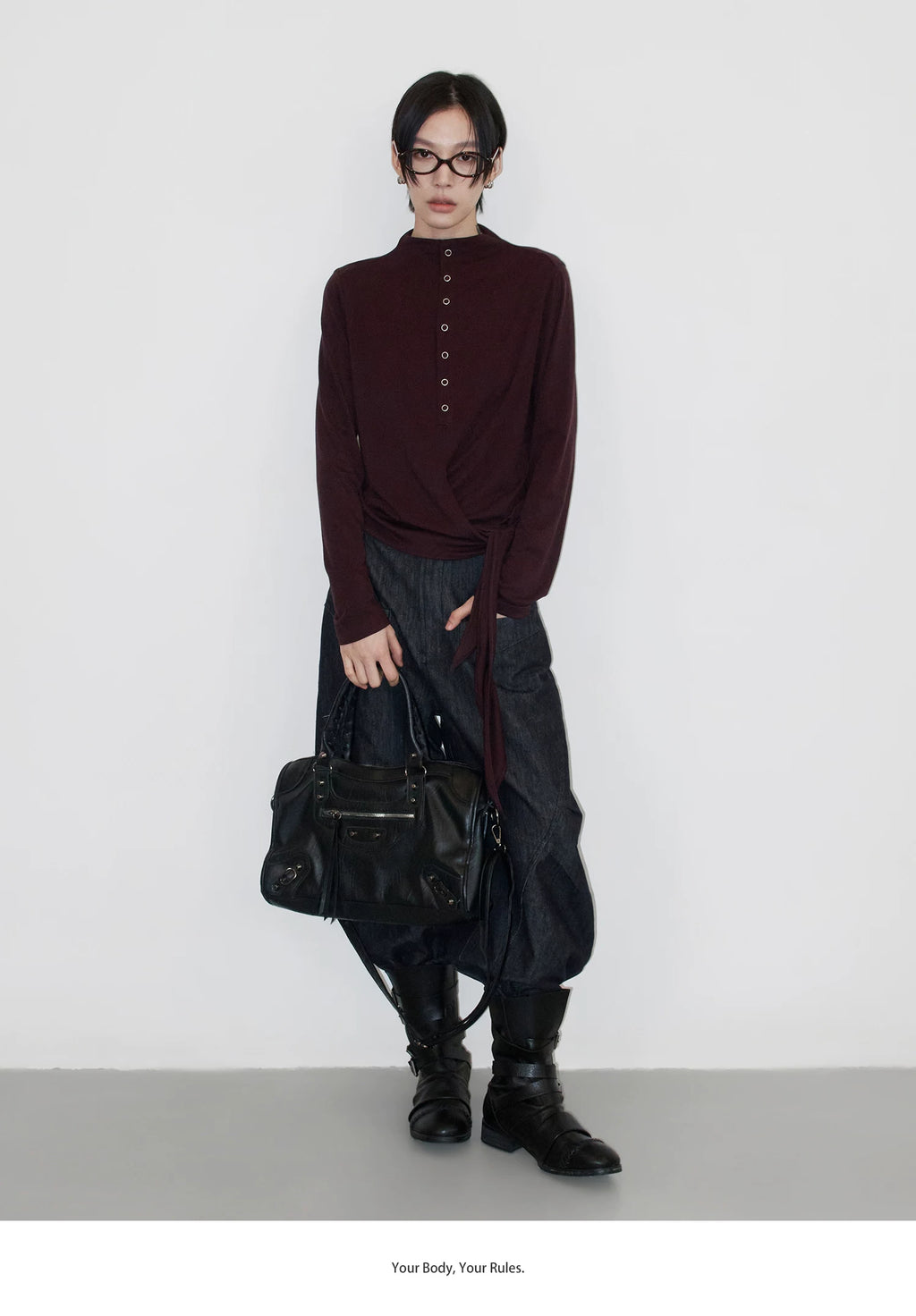 Sameuoo Hem Strap Casual Long Sleeve