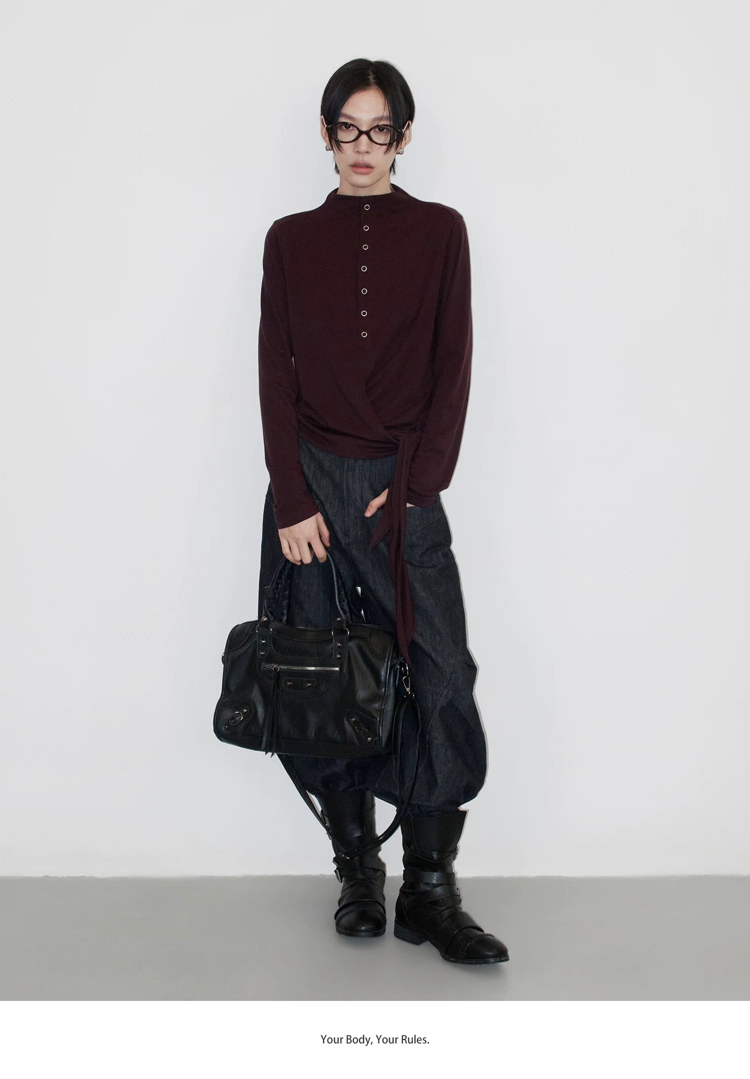 Sameuoo Hem Strap Casual Long Sleeve