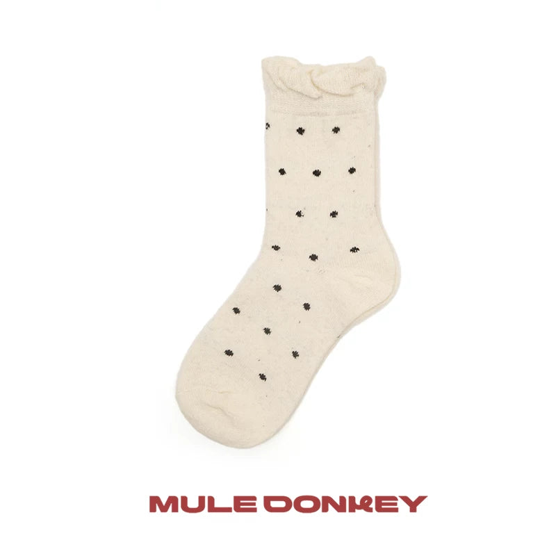 Mule Donkey Polka Dot Medium Tube Wool Stacking Socks