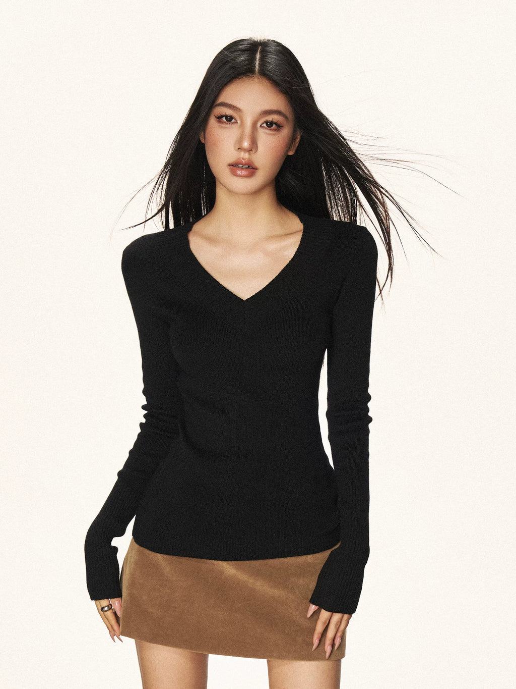 Cherry Melody Vintage Wool V-neck Knitted Long Sleeves