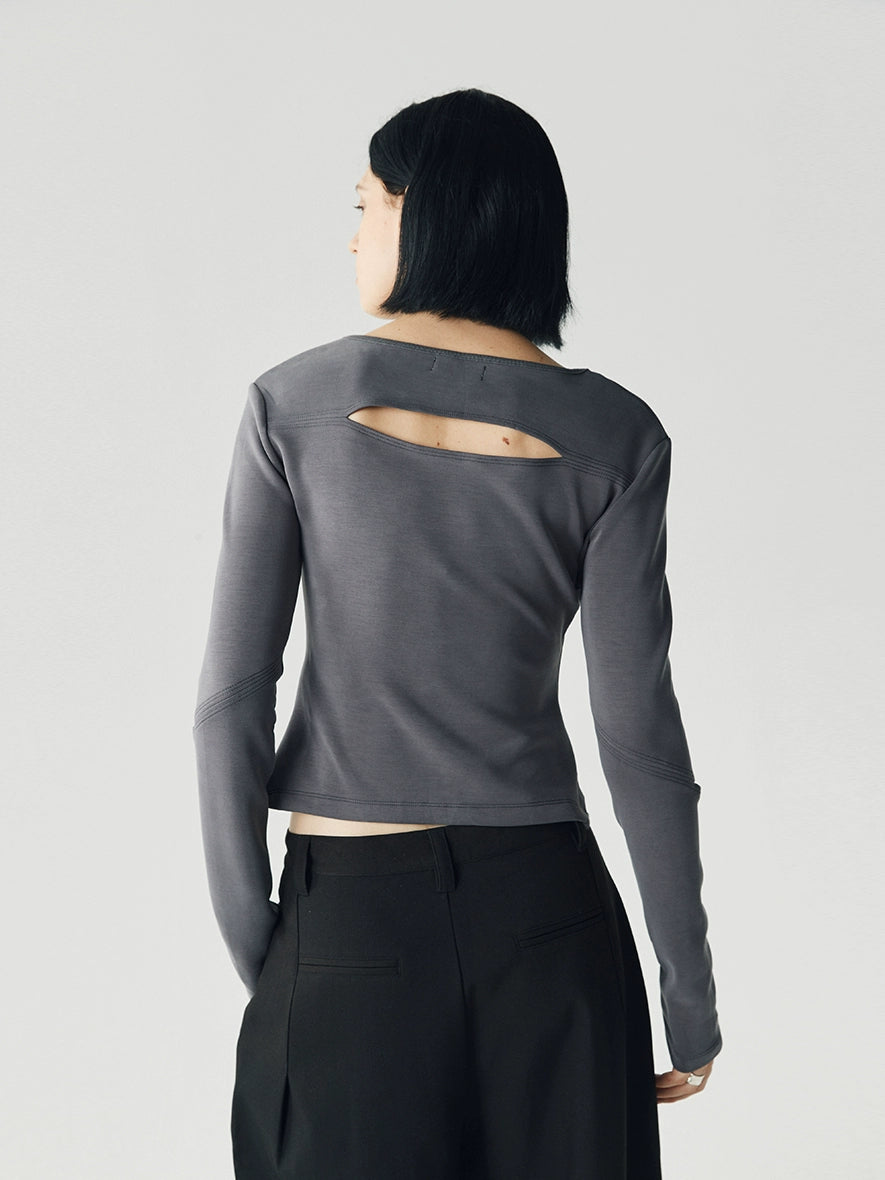 LIMPIDOCULUS Curve Short Hand Sewn Logo Hollow Long Sleeve