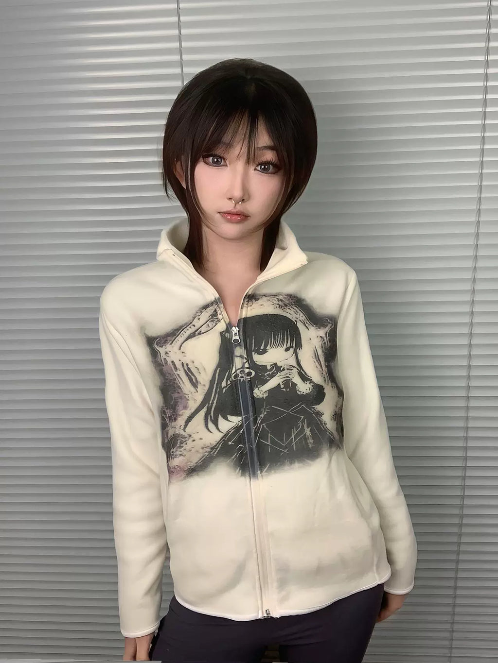 WEBBAR Two-dimensional Slim-fit Emo Atmosphere Zipper Sweater