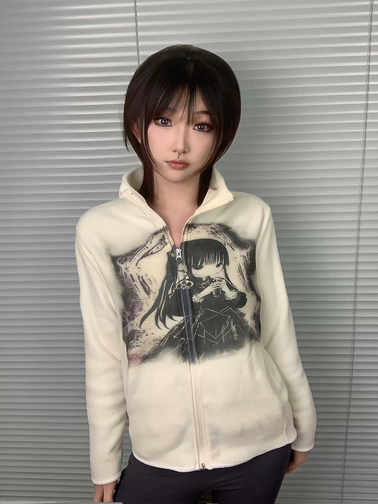 WEBBAR Two-dimensional Slim-fit Emo Atmosphere Zipper Sweater