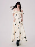 LULUSWINGS Ink Butterfly Print Shoulder Dress