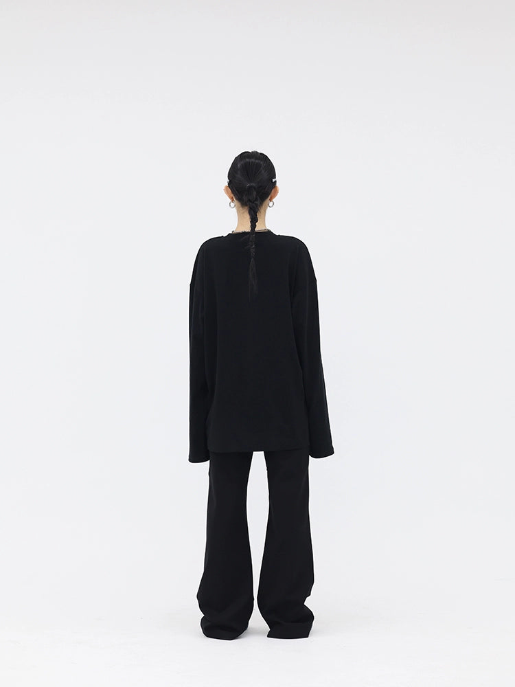 FUZZYKON Simple Casual Straight-leg Pants