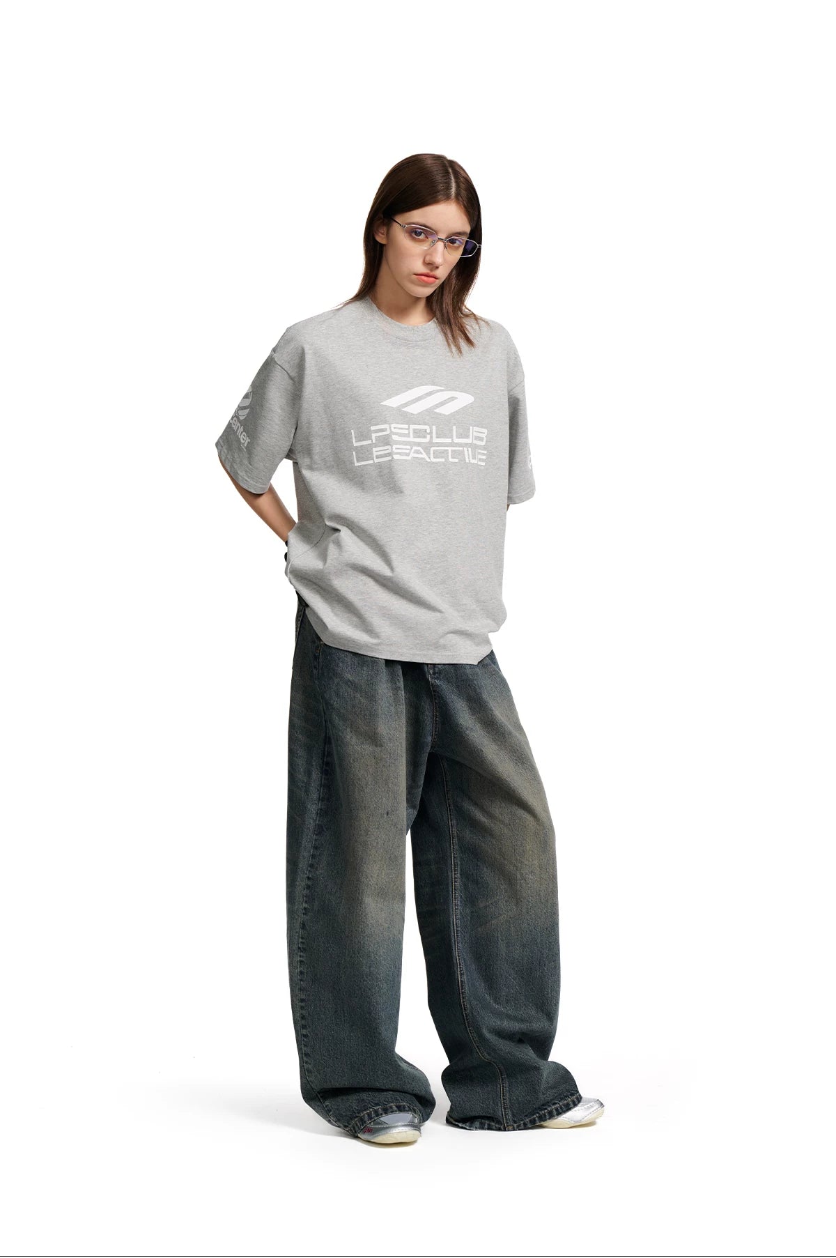 Loopsoon Racing Elements Letter Print Loose Crew Neck Tee