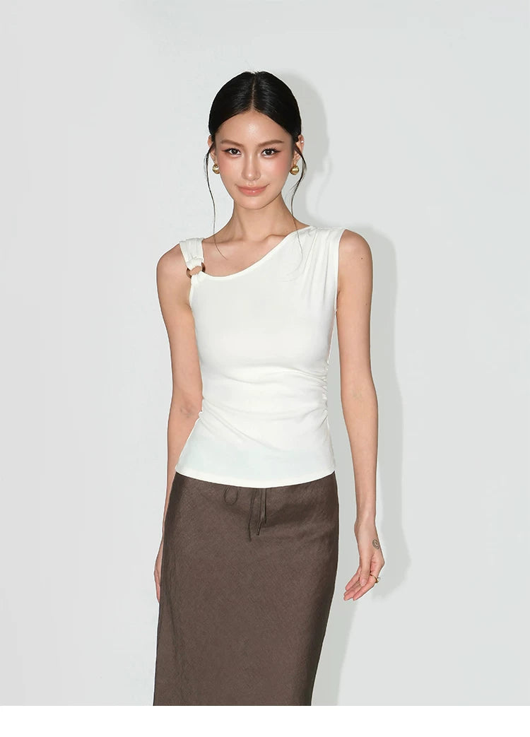 NEVA HU Slanted Shoulder Slim Fit Versatile Sling Vest