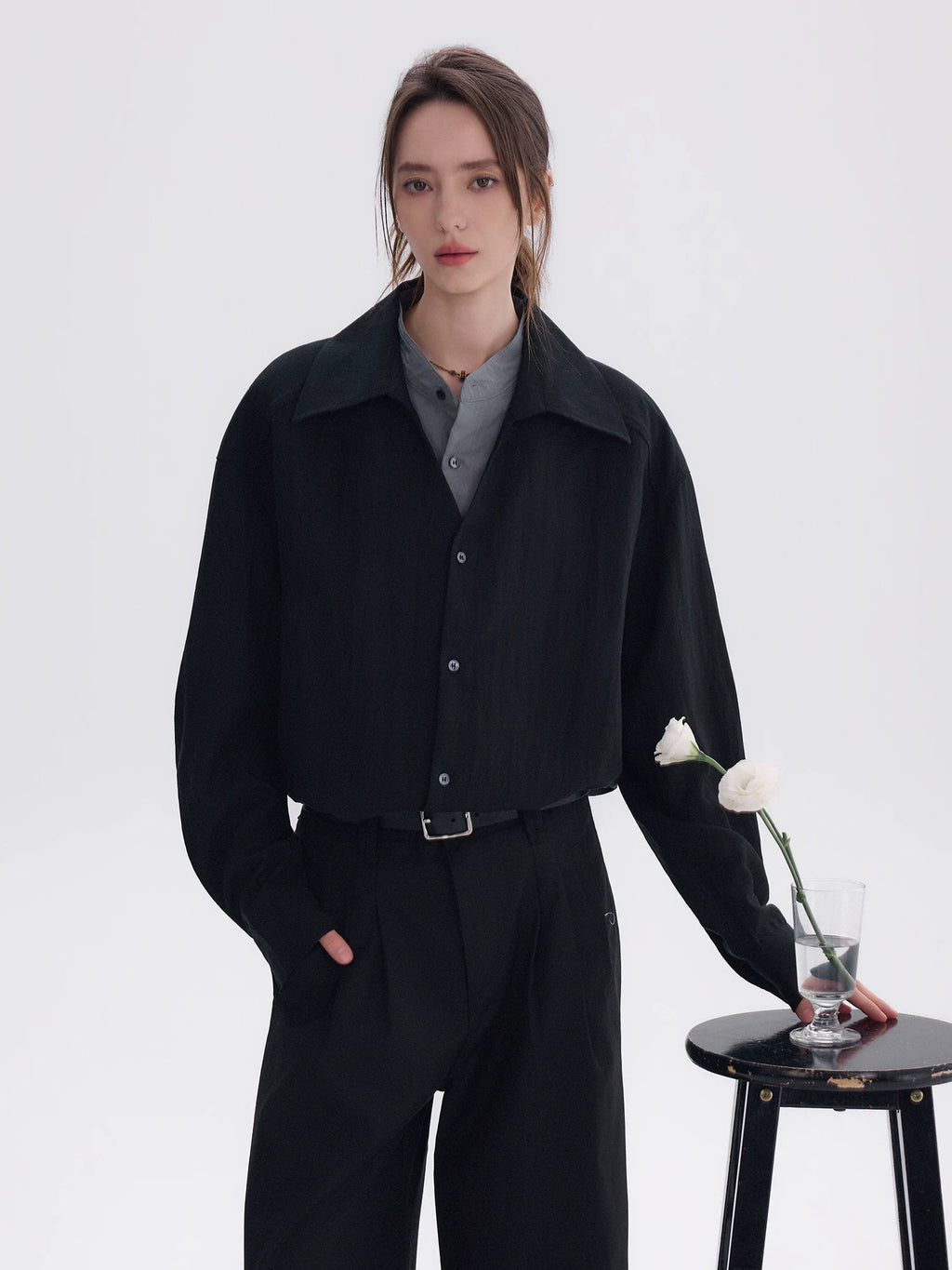 CHOR Fake Two-piece High-end Casual Simple Long-sleeved Shirt