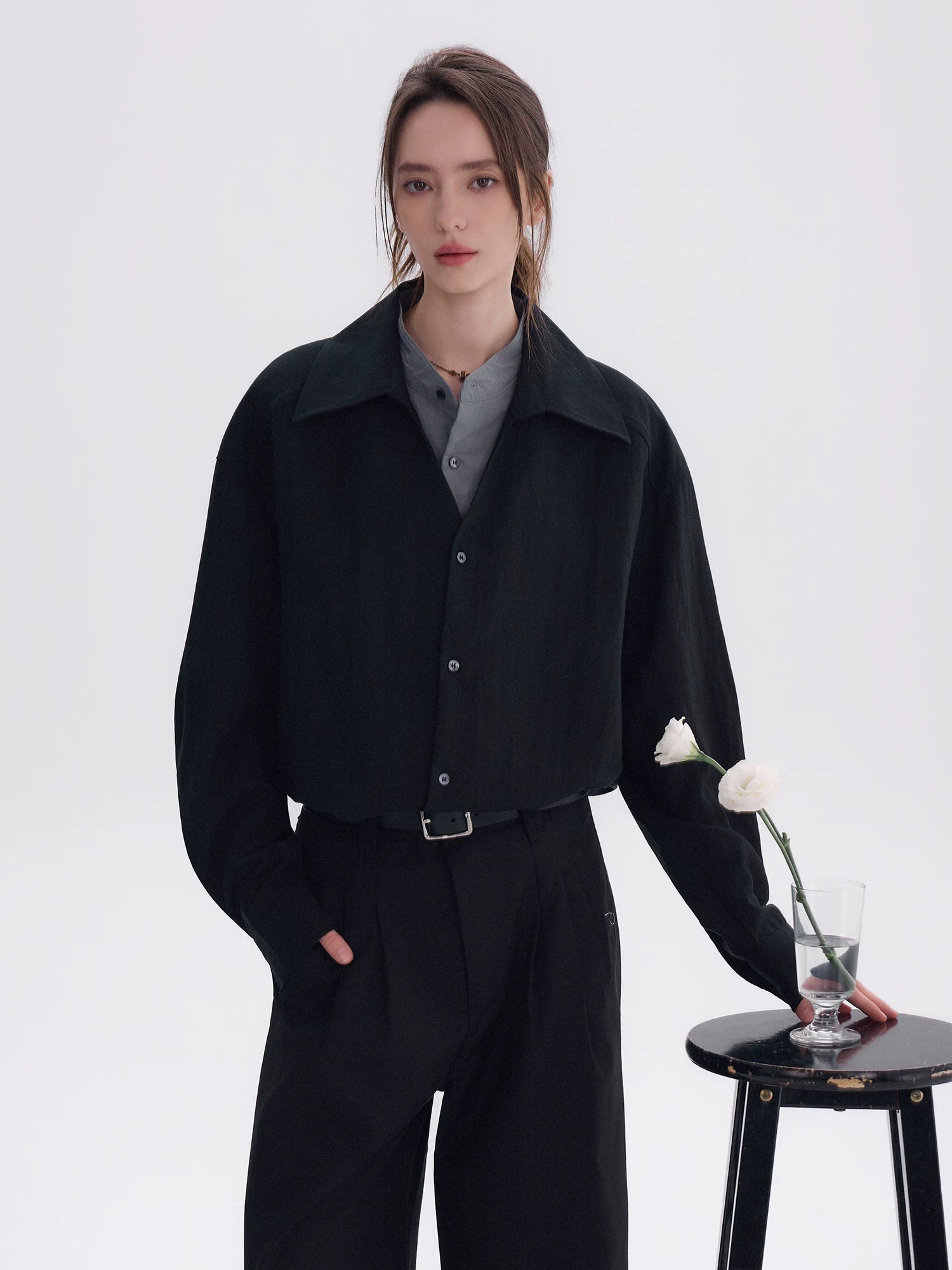 CHOR Fake Two-piece High-end Casual Simple Long-sleeved Shirt