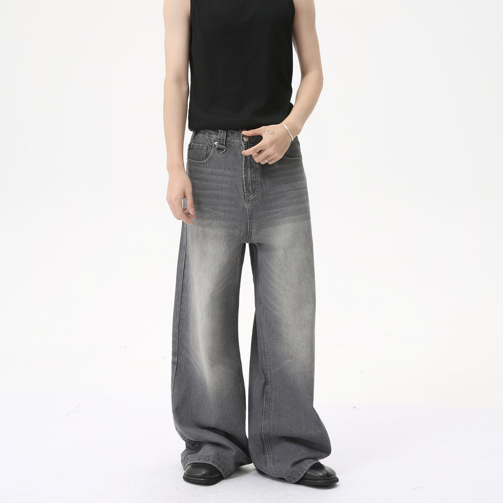 MTLCLOTHES Vintage High Street Wide Leg Straight Jeans