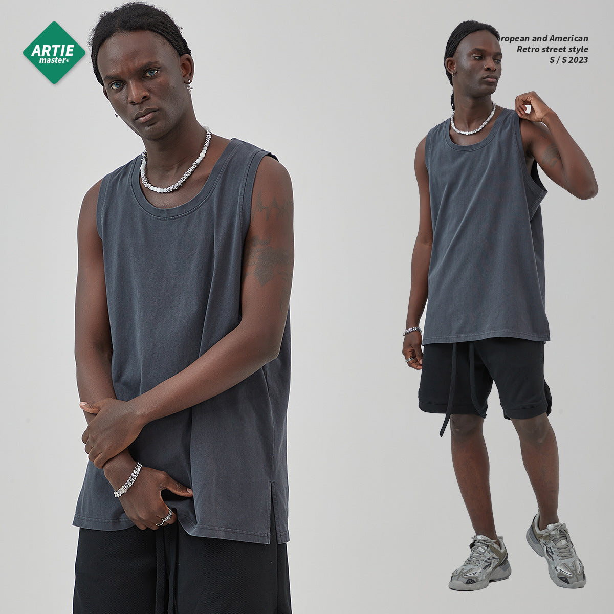 ARTIE Hem Split Batik Vintage Vest