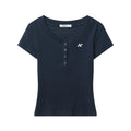 AIRHOOD Slim Fit Button V Neck Tee