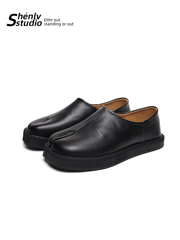 SHENLV STUDIO TABI Japanese one-pedal leather shoes