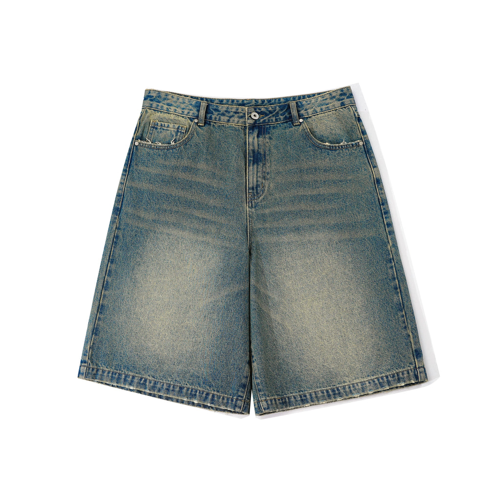 DIMC Retro Washed Yellowed Five-point Jeans