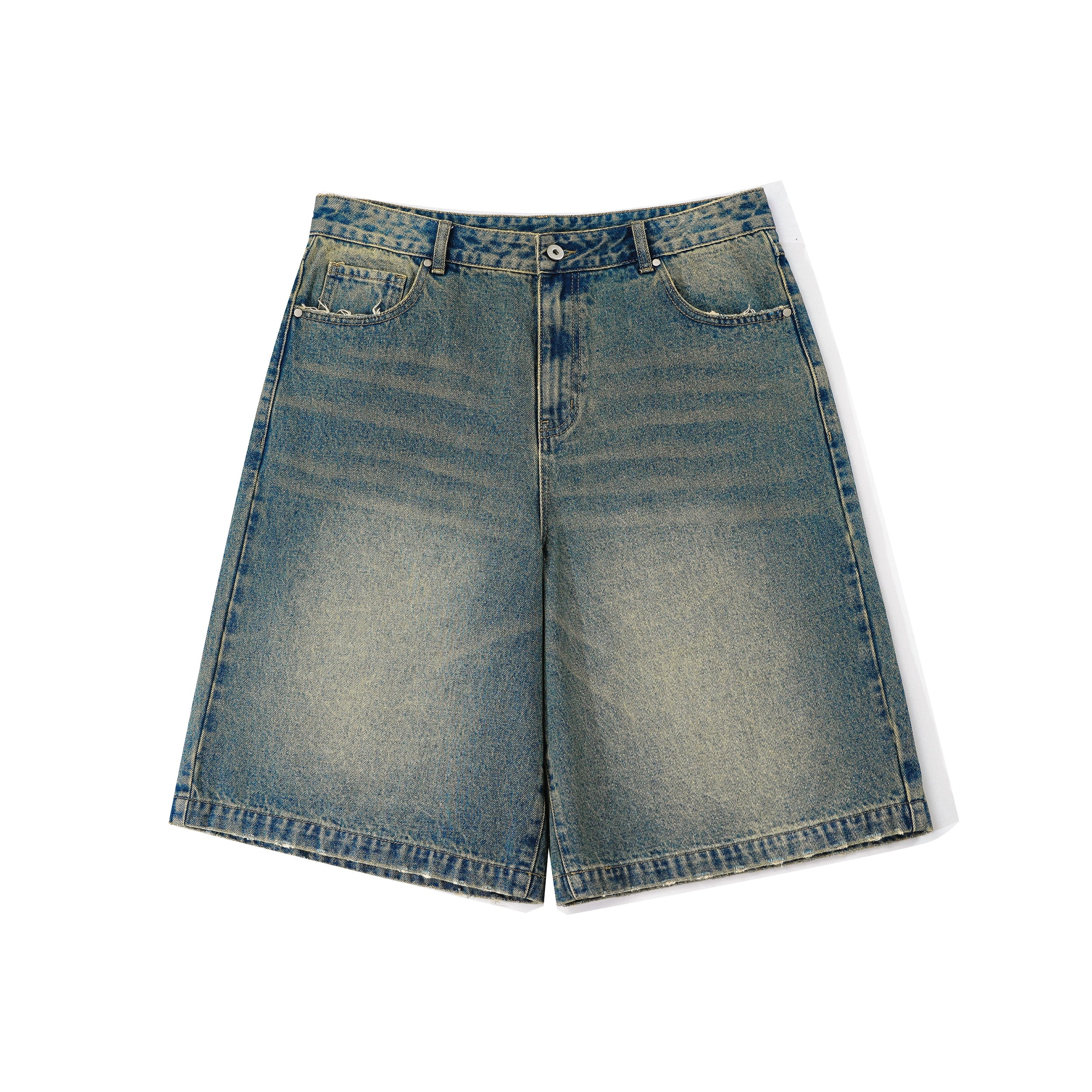 DIMC Retro Washed Yellowed Five-point Jeans