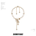 SUMIYAKI Full Diamond Cross Pearl Bracelet