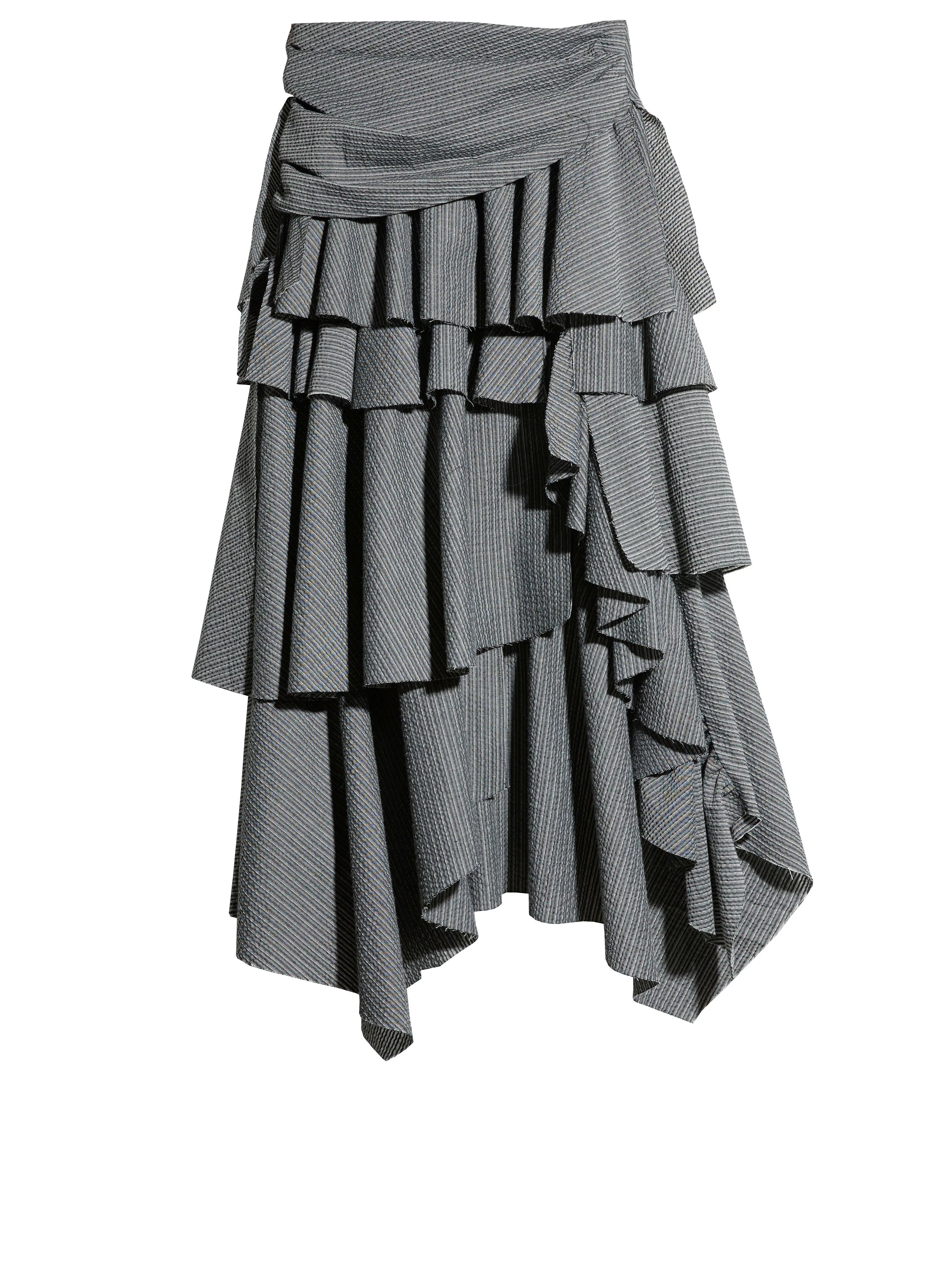 JNYLON Vintage Irregular Striped Split Skirt