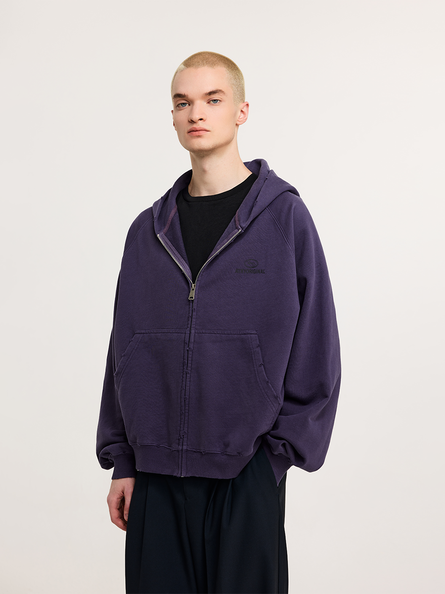 ATRY Water Ripple Washed Old Printed Hooded Jacket