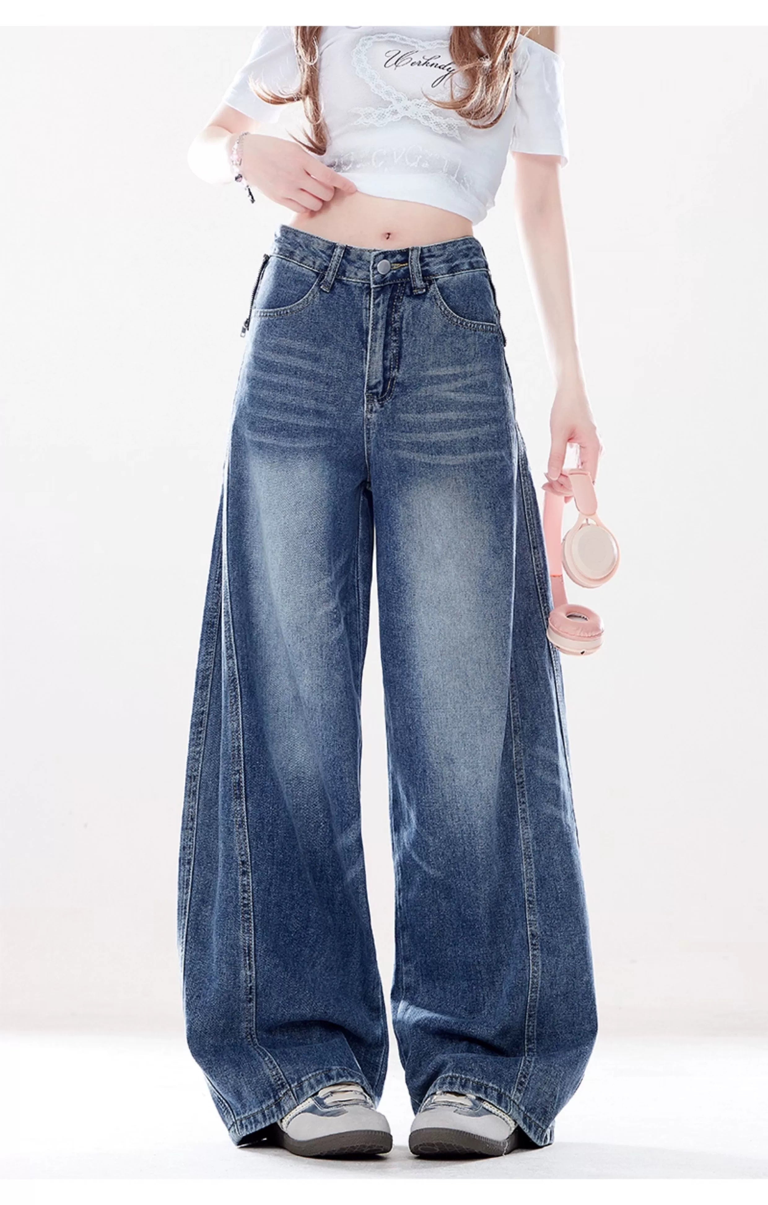ZRSEE Vintage Scimitar Denim Casual Pants