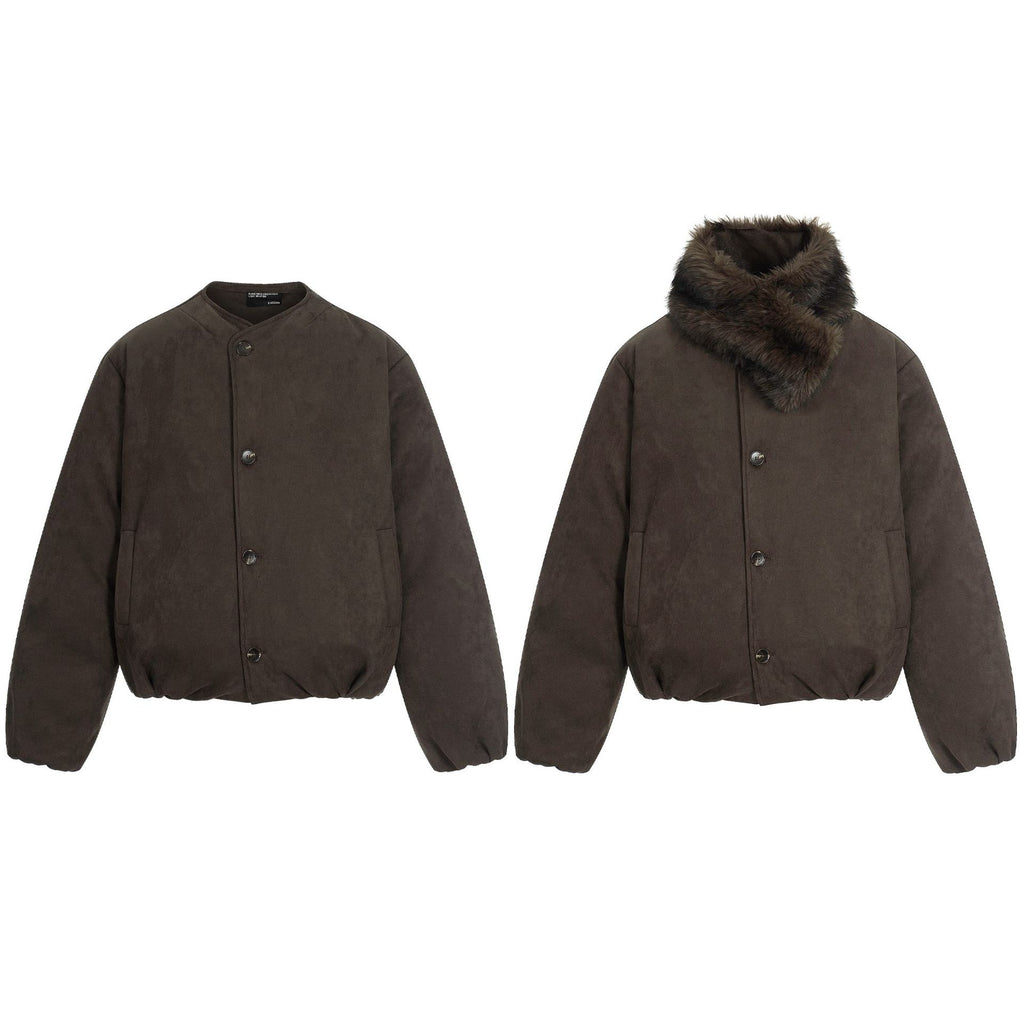 11KN Retro Fur Collar Anti-wrinkle Thermal Jacket