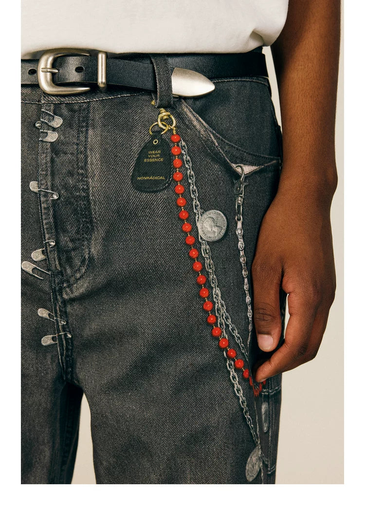 NONRADICAL fantasy chain blood-stained print jeans