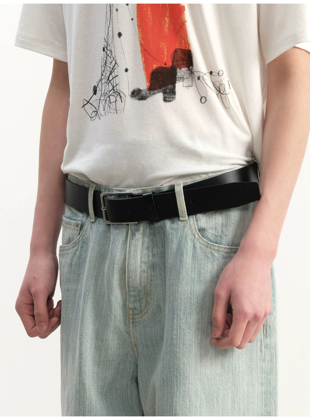 JCAESAR Carved Wide-body Cowhide Belt