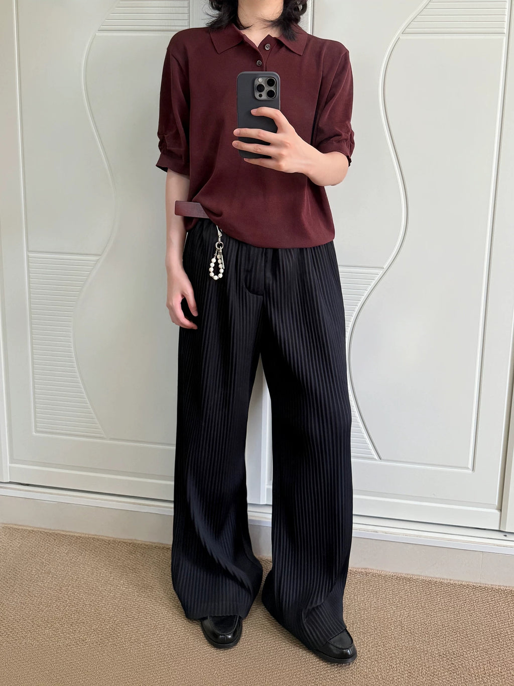 Borrowed Project Pleated Knitted Rough Sleeve Micro Loose Tee